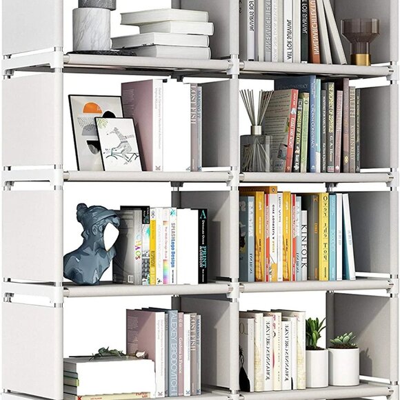 5 Tier 10 Cubes Organizer Shelves, Bookcase Shelve (Gray) - Picture 1 of 5
